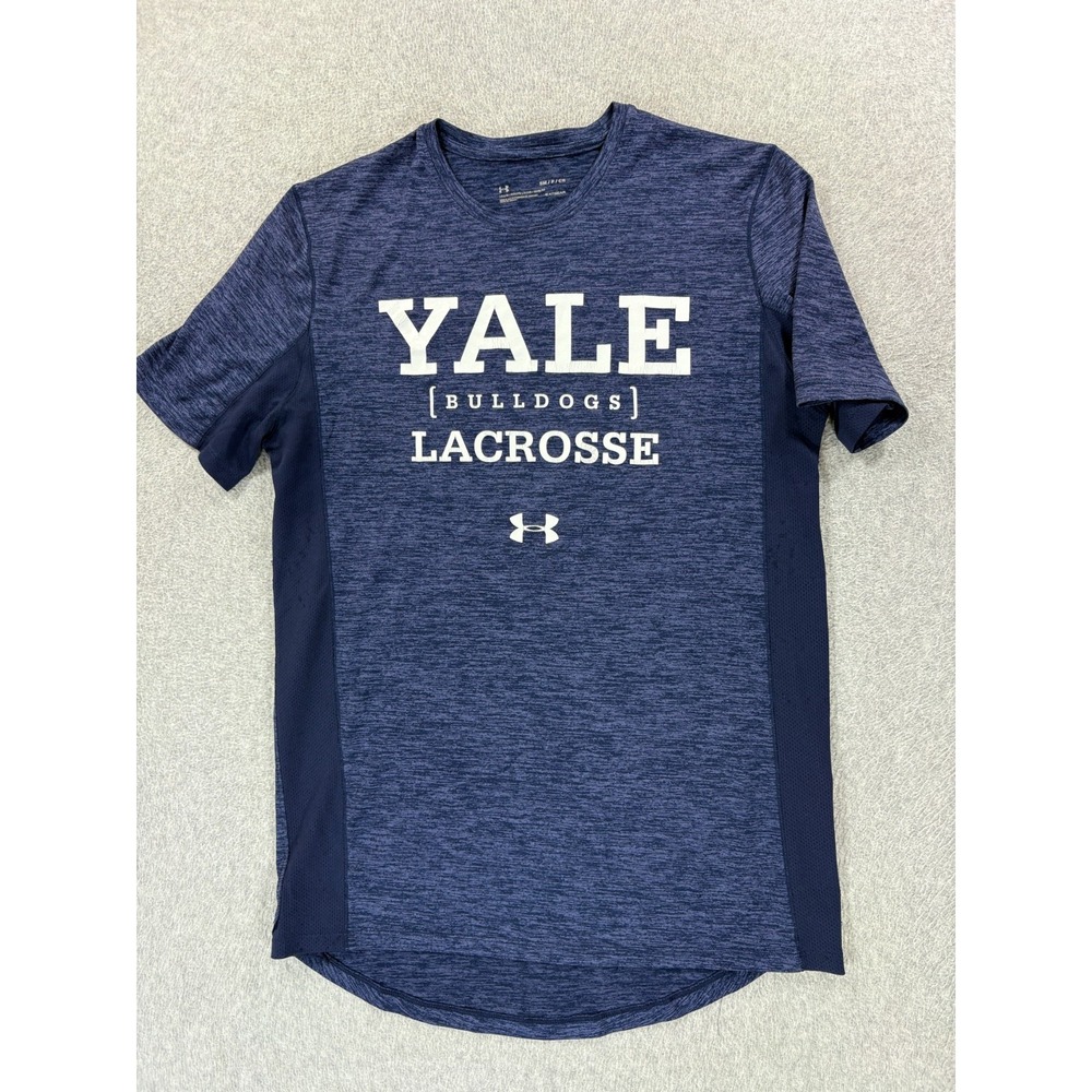 Yale Bulldogs Under Armour Screened Logo Lacrosse Crew Shirt (Men's Small) Blue